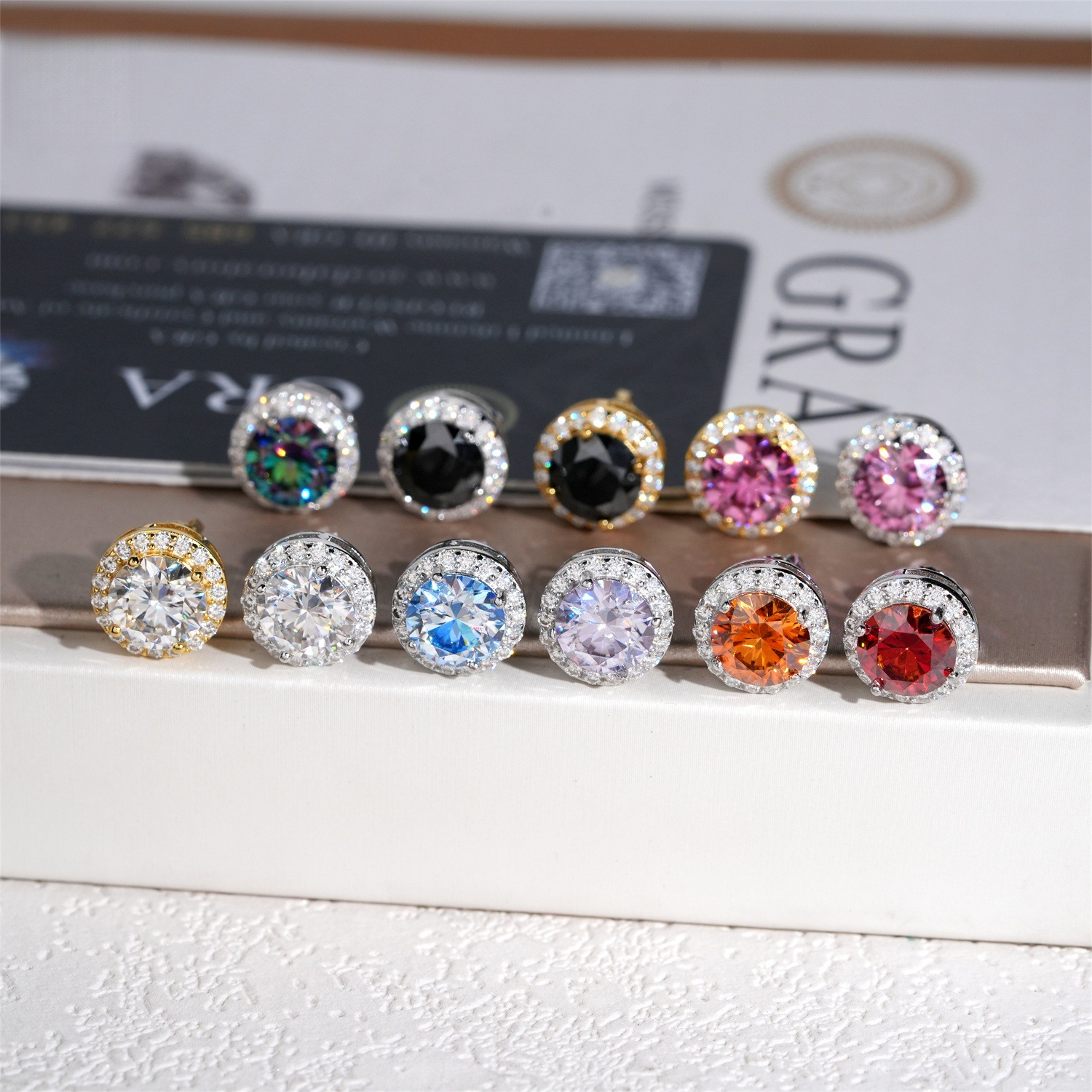 Popular style 2ct four-prong classic bestseller 11mm S925 silver round moissanite hip-hop earrings