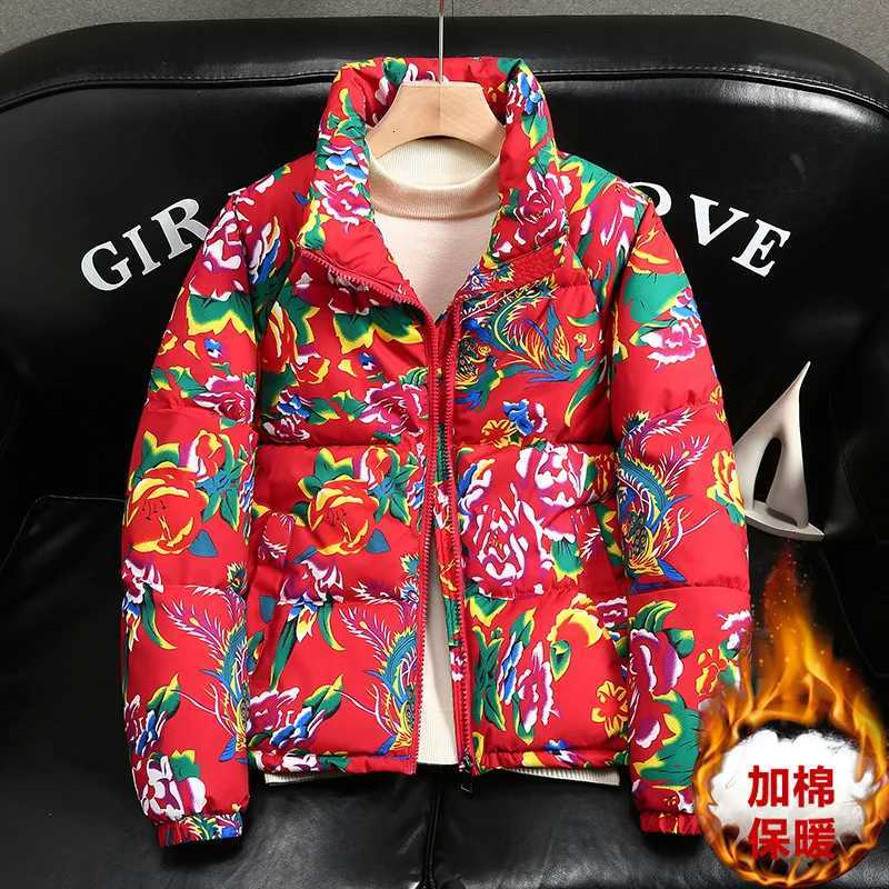 Women's Down Parkas Winter New Fashion Women's Printed Casual Trendy Loose Stand Collar Zipper Quilted Jackets Female Clothes Female Parka