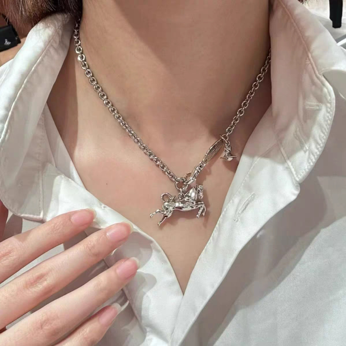 necklace Xijia's new Year of the Horse limited edition Saturn pony necklace is light luxury niche design with high-end feel, symbolizing instan