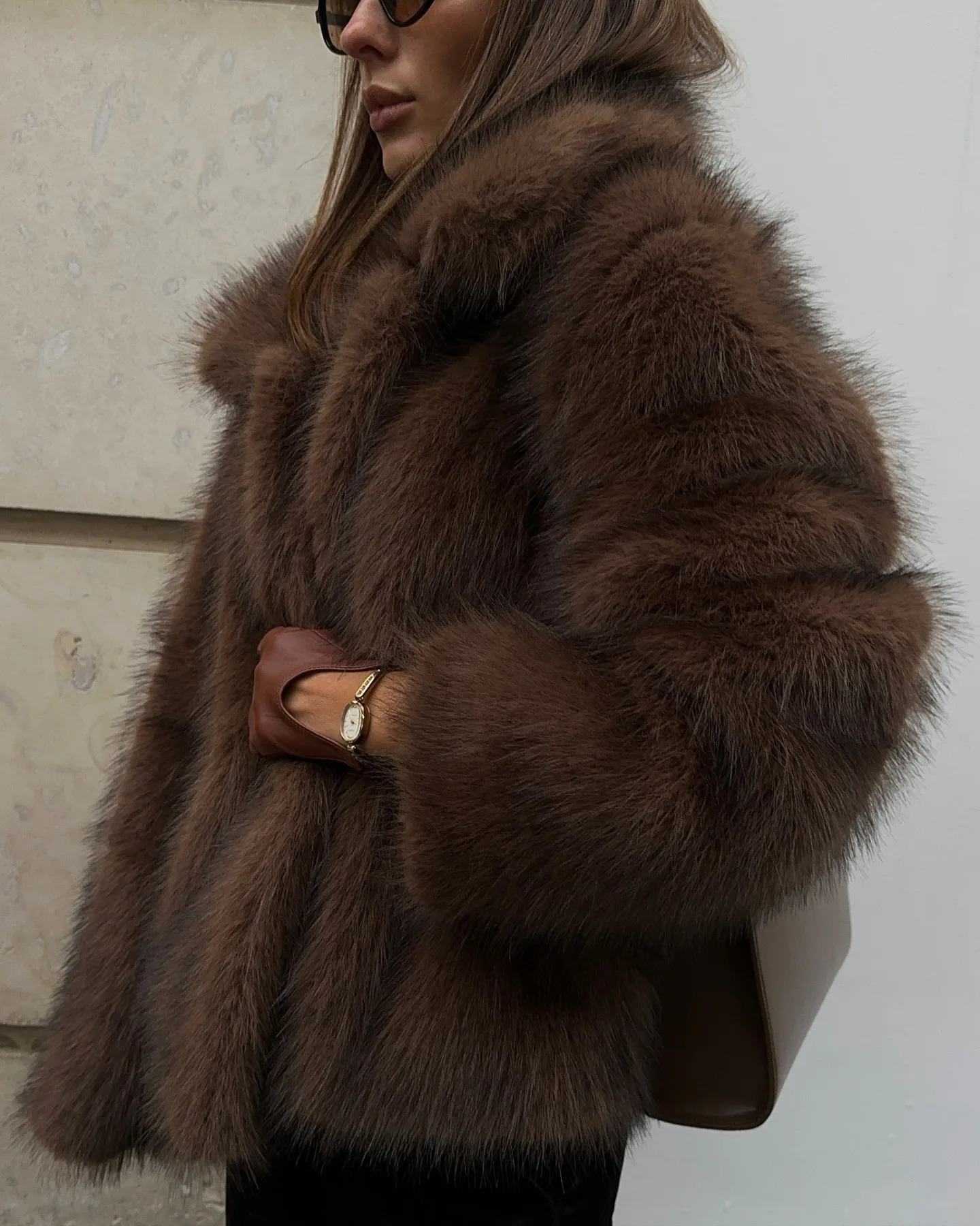 European American Street Style Fashion Fox Fur Coat Women Autumn Winter Thick Warm Faux Fur Jacket Fury Fluffy Plush Overcoat 261015