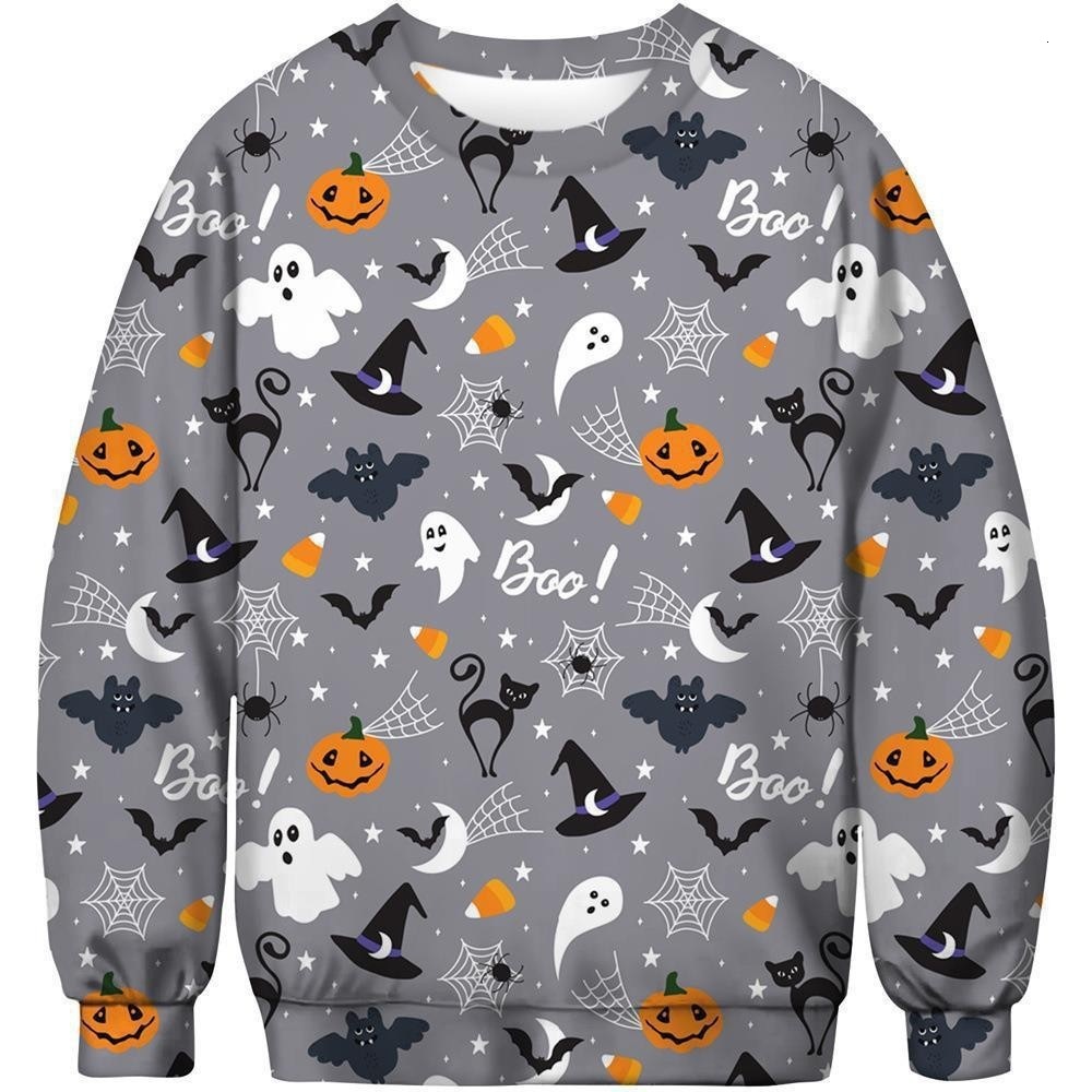 2026 Fashion Spring And Autumn New Independent Station 3D Printed Halloween Ghost Series Men's Loose Casual Crew Neck Sweatshirt Free Shipping