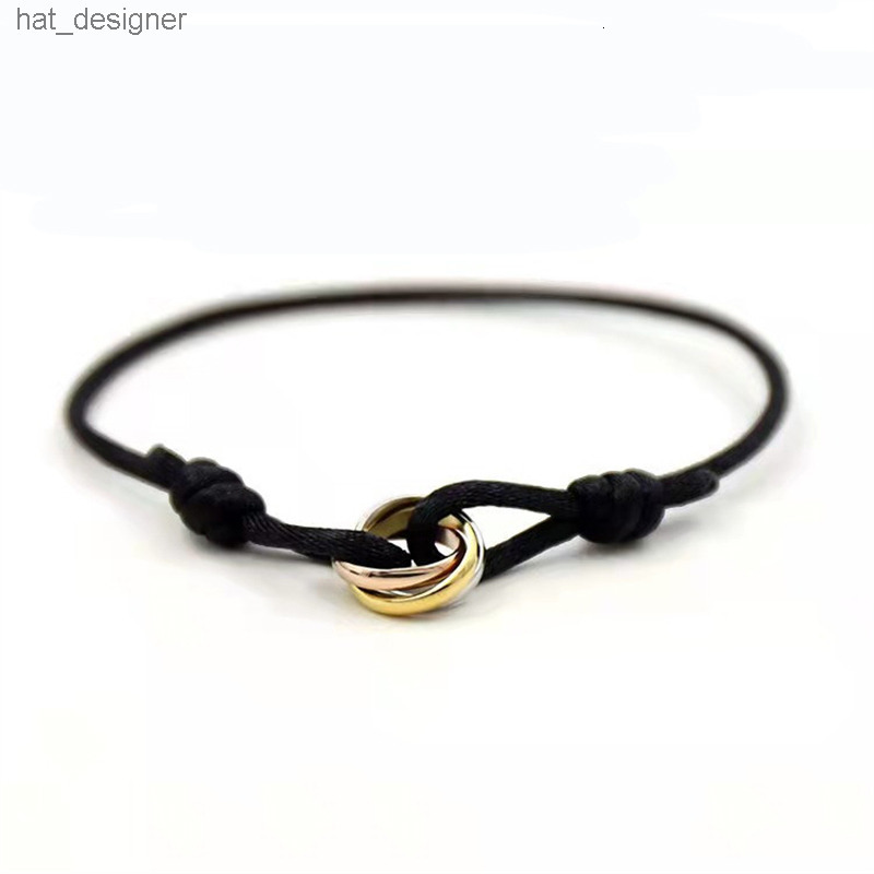 Mens womens designer bracelet Fashion 316L Stainless Steel Trinity ring string Bracelet three Rings hand strap couple bracelet1