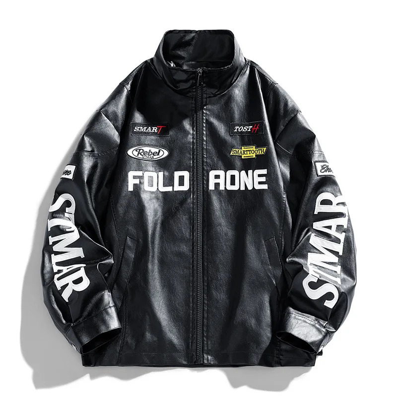 Autumn Mens Leather Jacket Fashion Biker Jacket Men Patchwork Motorcycle Pu Leather Coat Casual American Men Clothing Streetwear 261013