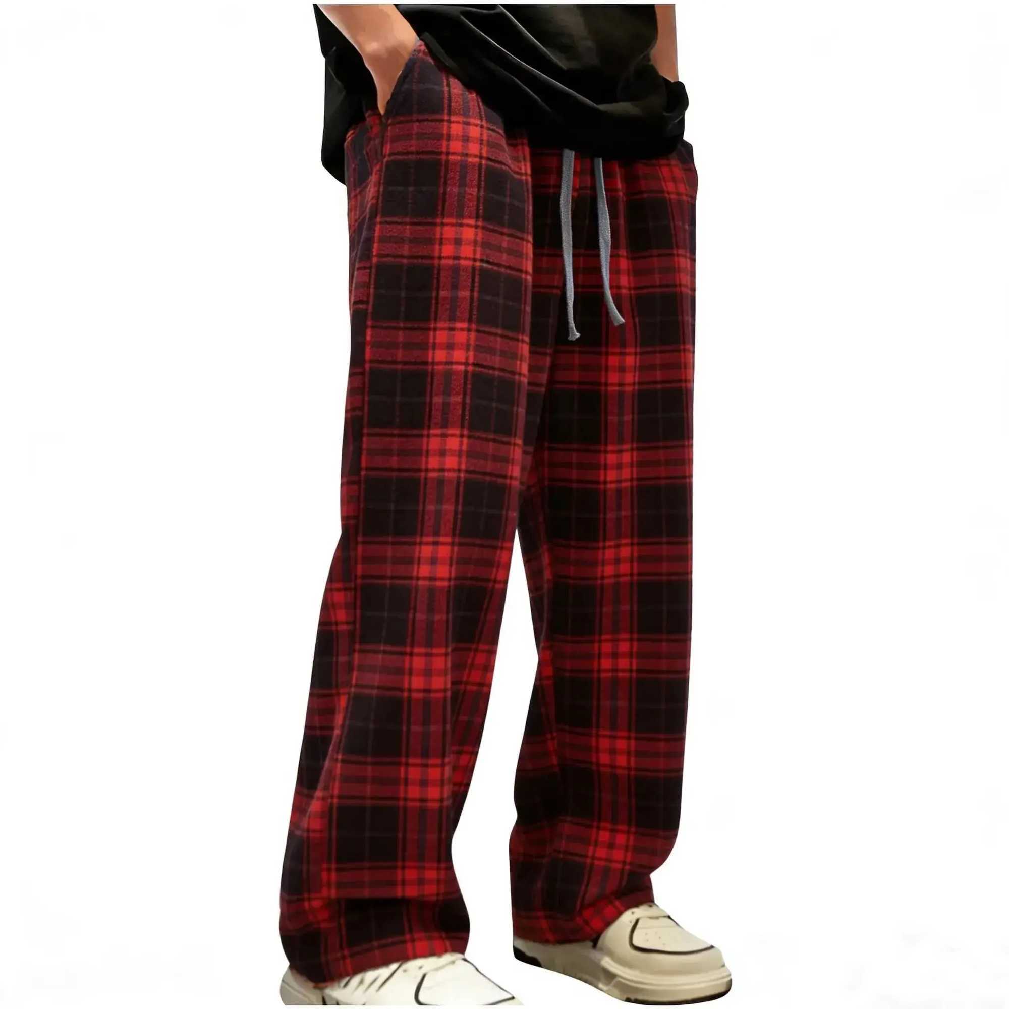 Red Checkered 3D Printed Pants for Men Summer New Style American High Street Sports Pants Casual Breathable Quick Drying Pants S261016QHM1