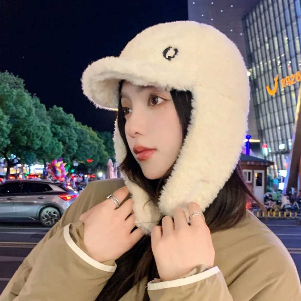 Beanie/Skull Caps Korean Style Thickened Ear Protection Hat Warm Earflap Hat Windproof Cashmere Hat Winter Outdoor Warmth Accessories Q261017