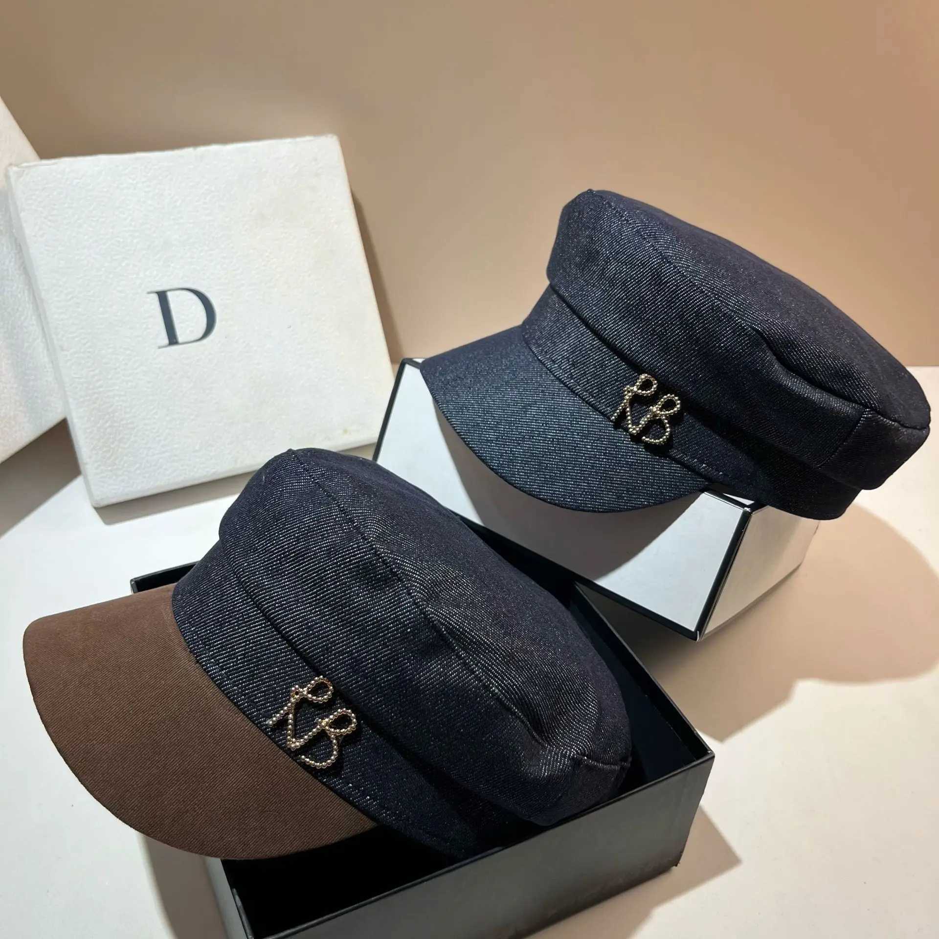 British Cap Denim Octagon Vintage Newsboy Sailor Hat Style Casual Unisex Hat for Spring Autumn New M261016