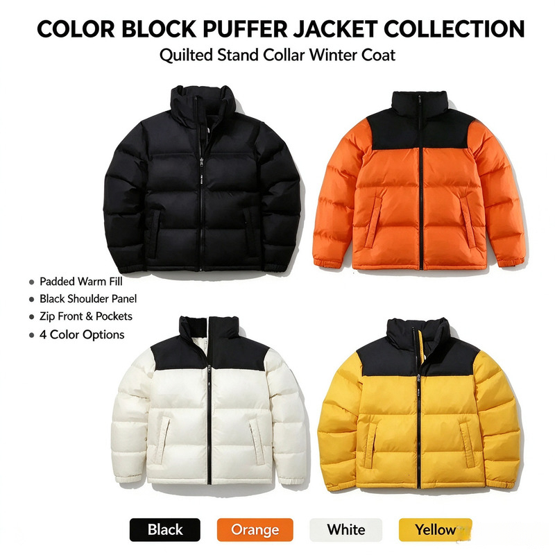 Men's northsdown parkas filldown puffer jacket unisex men long sleeve zipper peak purple designer down coats winter outerwear