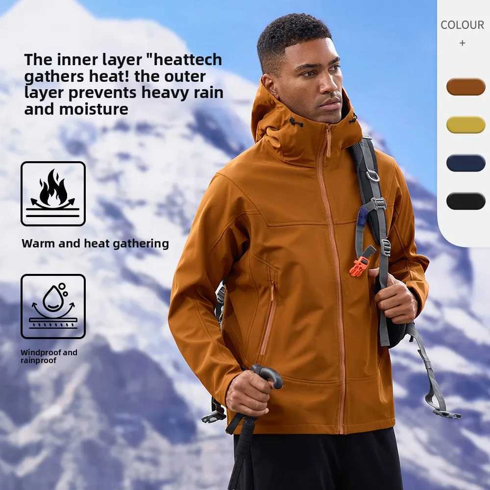autumn winter add a soft fluffy jacket for men women to keep warm waterproof and windproof and wear a high-neck hooded jacket S261017D2SQ