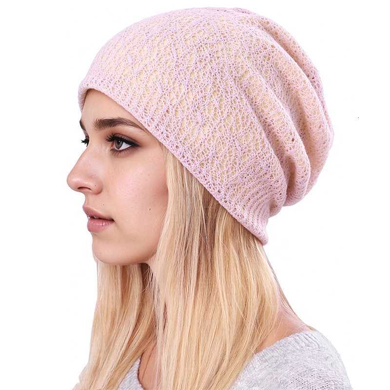 Beanie/Skull Caps New Autumn Winter Women Double-Layer Silky Slouchy Beanie Casual Skull Caps Outdoor Elastic Breathable Sleep Bonnet Cap Q261017