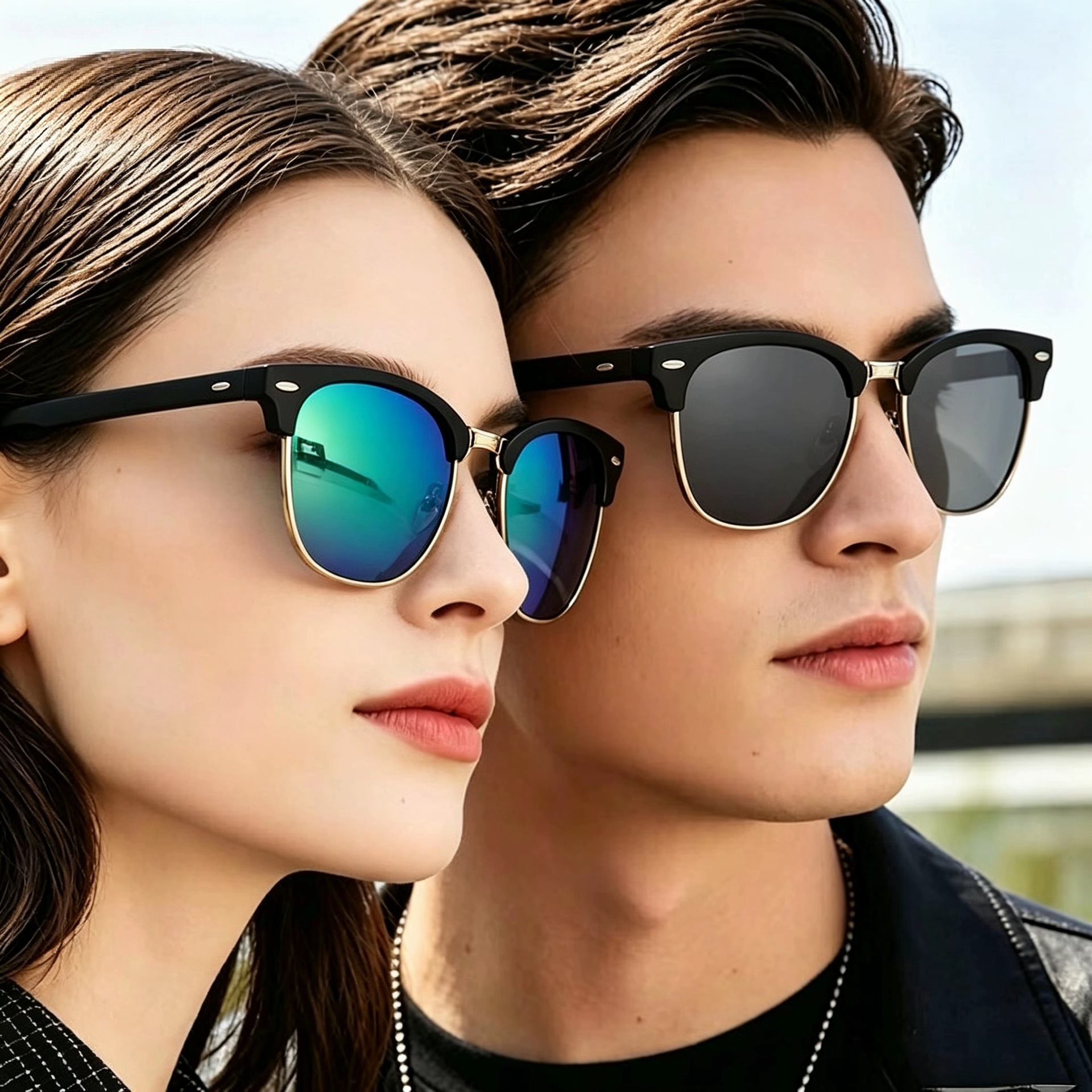 Designer Luxury Retro Round Polarized Sunglasses Unisex TR Metal Full Frame UV400 Rice Nail Decor Minimalist Outdoor Glasses For Vacation And Daily