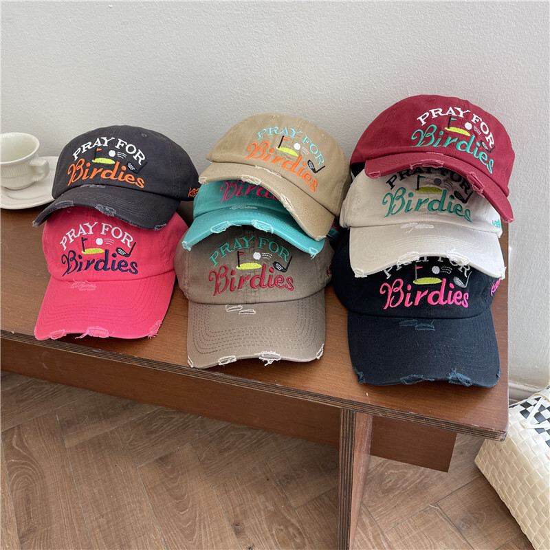 Letter Embroidery Distressed Baseball for Men and Women Couple Style Washed Soft Top Korean Version Casual Versatile Autumn Duckbill Cap
