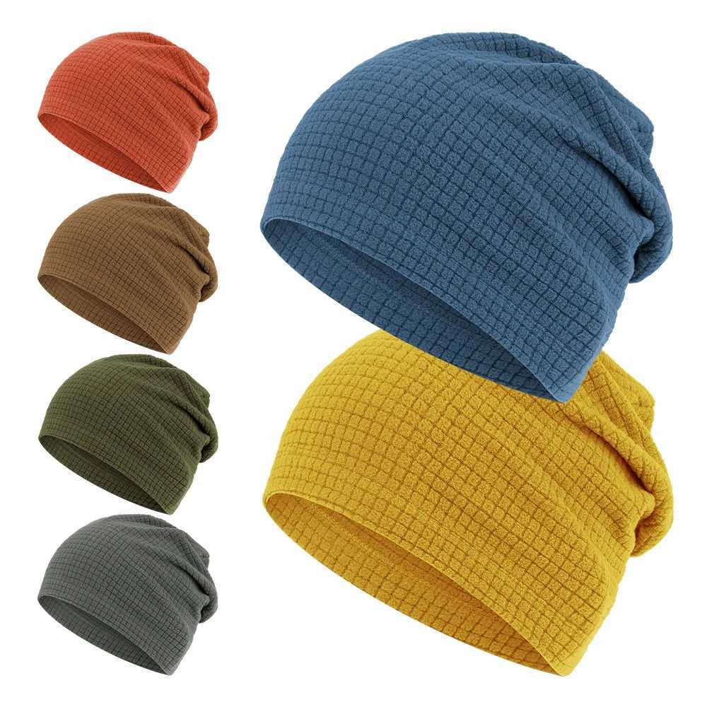 Beanie/Skull Caps Waffle Slouch Beanie Cycling Thermal Fleece Hat Stretchy Grid Texture Skull Cap Sport Winter Outdoor Warm Ski Soft Hiking BeanieT2