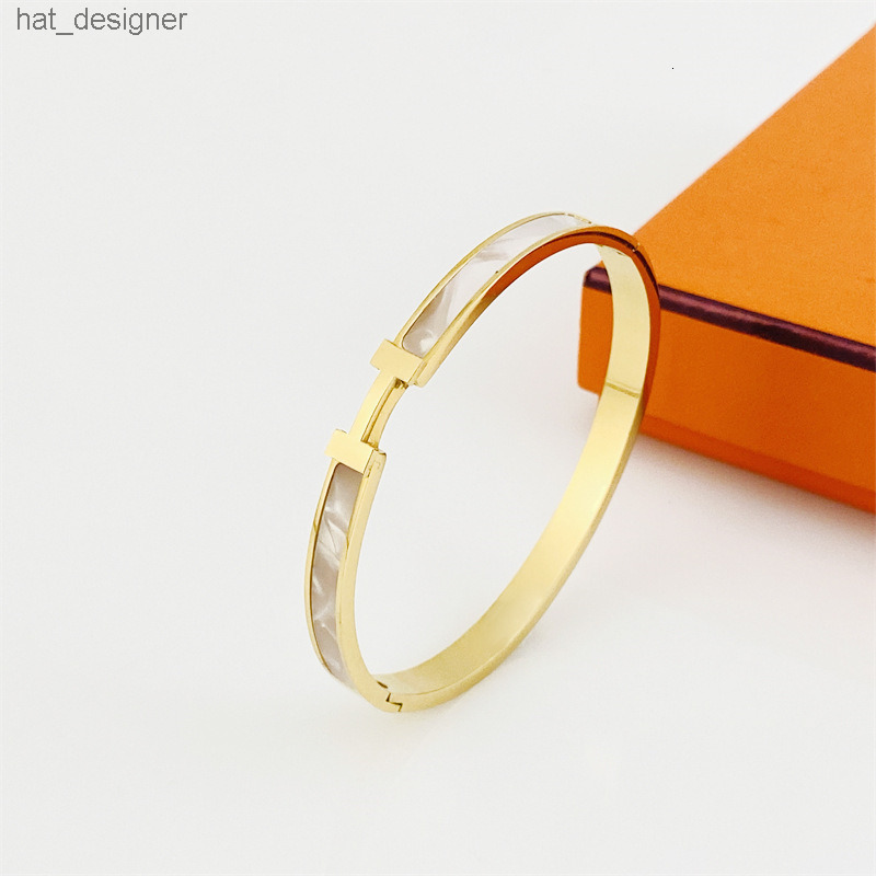 Titanium steel designer Letters H bracelets thin Letter Shell bracelet luxury bracelet for woman 18k gold plated letters bangle man fashion Shell Je