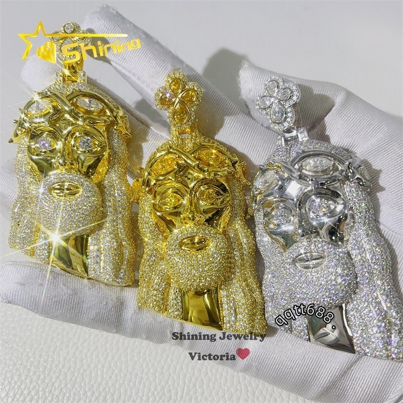 Wholesale Stock Solid Silver 925 Vvs Moissanite Diamond Pass Diamond Tester Men Hip Hop Jesus Pendant
