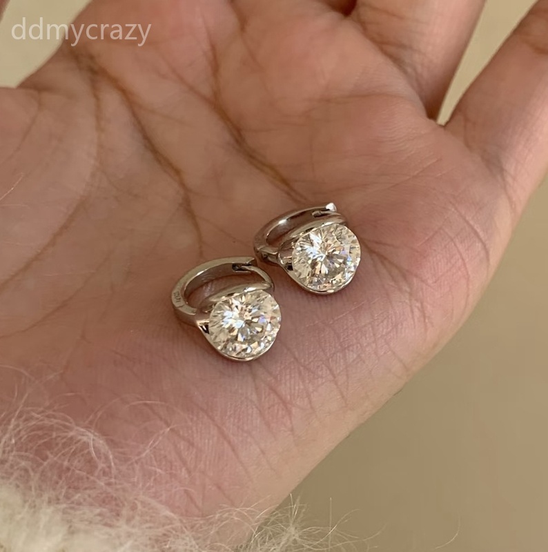 S925 Sterling Silver Moissanite Stud Earrings Women Hoop Earrings White Gold Color Fashion Jewelry Gift