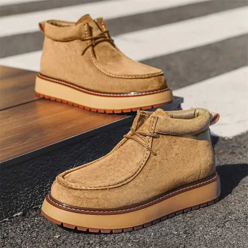 Handmade New Luxury Men Casual Cow Suede Leather Shoes Autumn Winter Japanese Tooling Ankle Boots Business Work Desert Boots Q261015