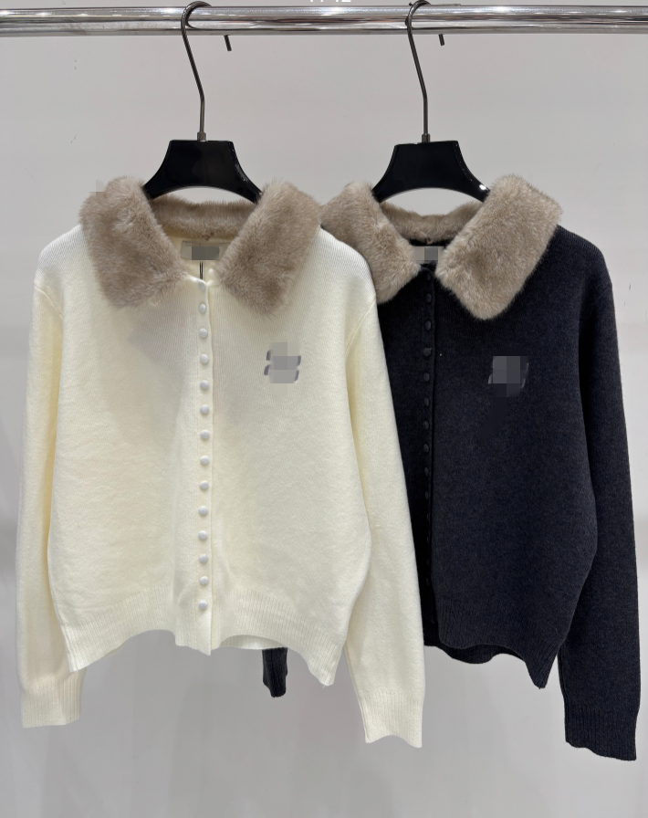 26 women's sweaters, fur collars, contrasting colors, embroidered flowers, single row buttons, ribbed edges, casual daily knitted cardigans, sw