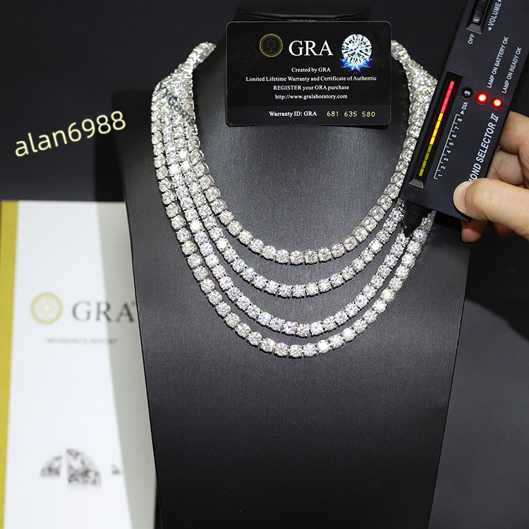 Lowest Price in Stock 925 Silver VVS Mossanite 2mm--6.5mm VVS Diamond Women/mans Necklace/Bracelet Tennis Chain