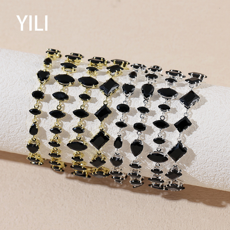 European American Style, Black DIY Cubic Zirconia Bracelet, A Luxurious Elegant Piece Of Jewelry, Available For Cross-Border Sourcing And Wholesale