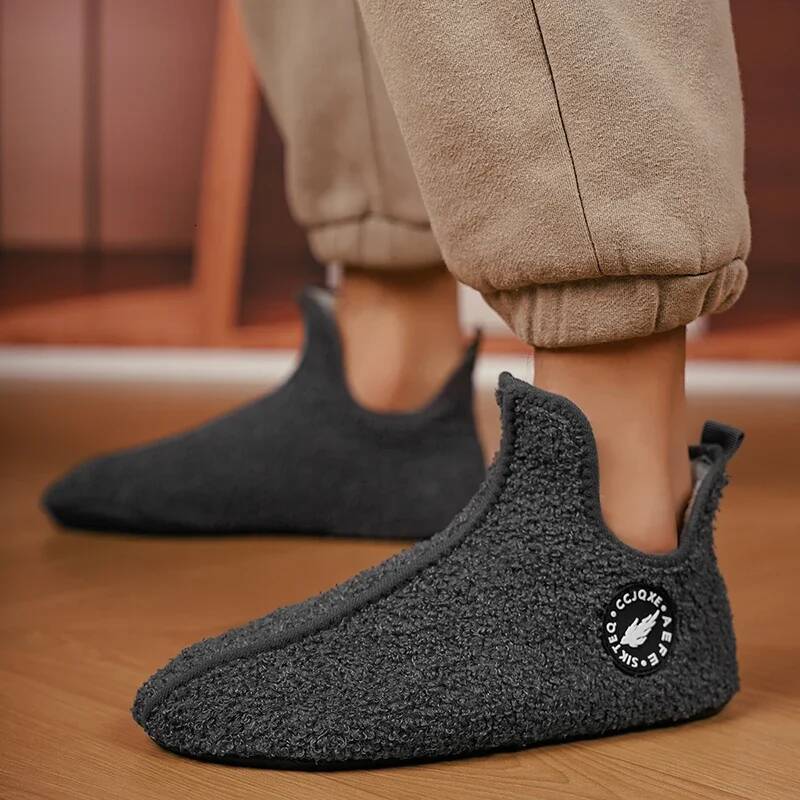 YRZL Winter Couple Slippers Non-slip Warm Women and Men Slipper Indoor Soft Shoes Comfortable Flat Home Cotton Shoe ddmykukumalu