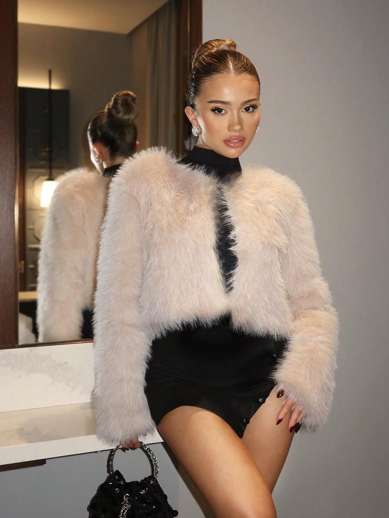 European American Faux Imitation Fox Fur, Fashionable Winter Wear, Thickened And Warm, Long-Sleeved, Short Cardigan Fur Coat, Custom-Made Honglu