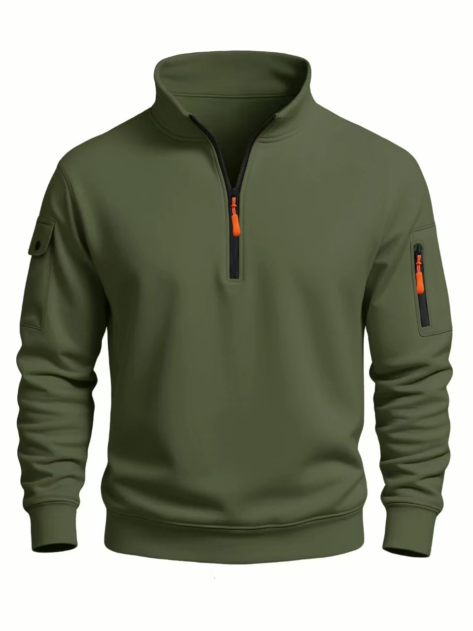 Mens Sweatshirt Autumn and Winter Casual Sports Long Sleeved High Neck Half Zipper Windproof Top 261017