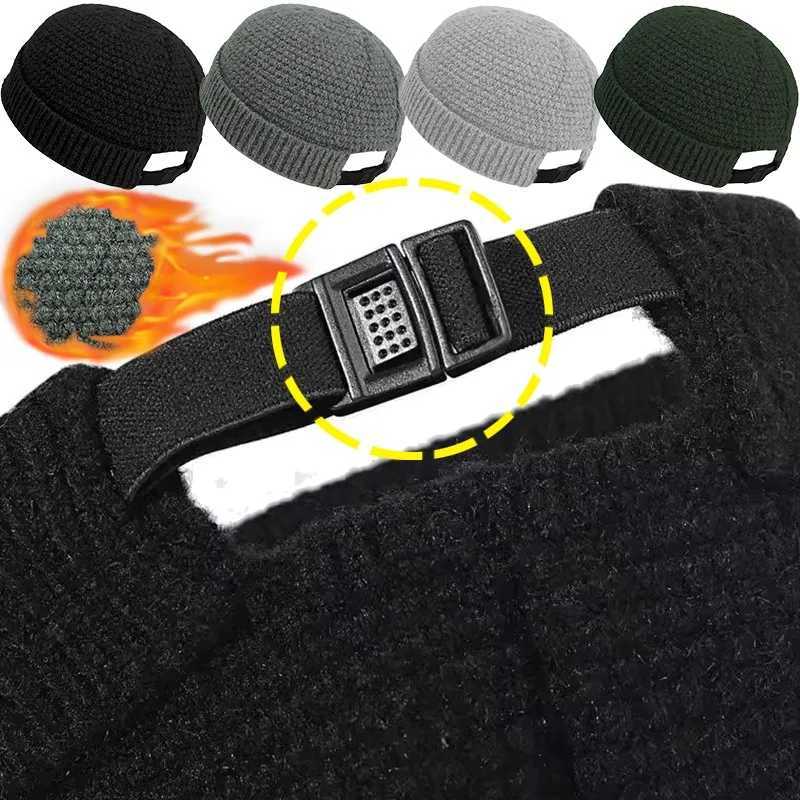 Beanie/Skull Caps Solid Warm Knitted Hat Autumn Winter Comfortable Thermal Woolen Hat Adjust Head Circumference Knit Cap Outdoor Beanies Skullies Q2