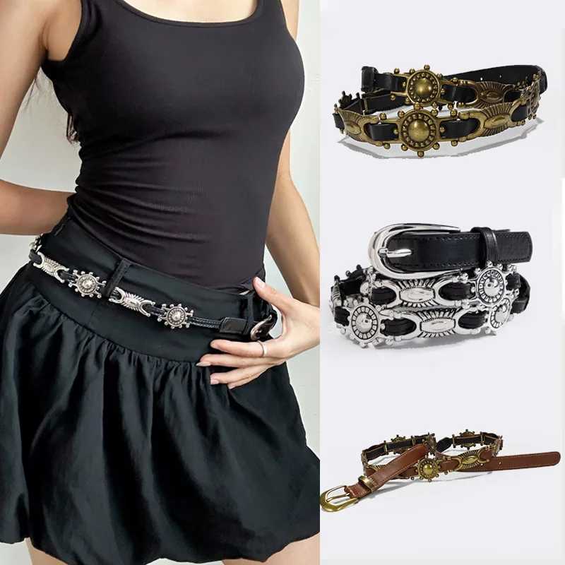 Women's Punk Chain Metal Band For Ladies Cowboy Pu Design Sense Belts Pin buckle Waistband waist Decorative On Denim Dress Coat S2610179VBC