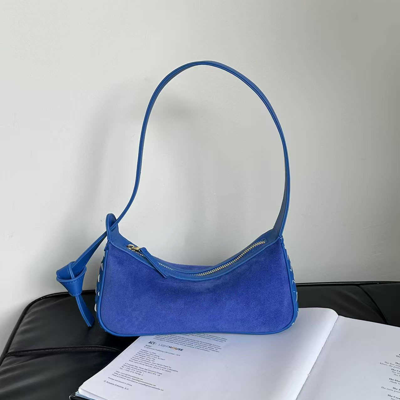Soft Suede Purse 2026 new high-end underarm bag women's suede small square simple and versatile shoulder bag with Curved Crescent Silhouette