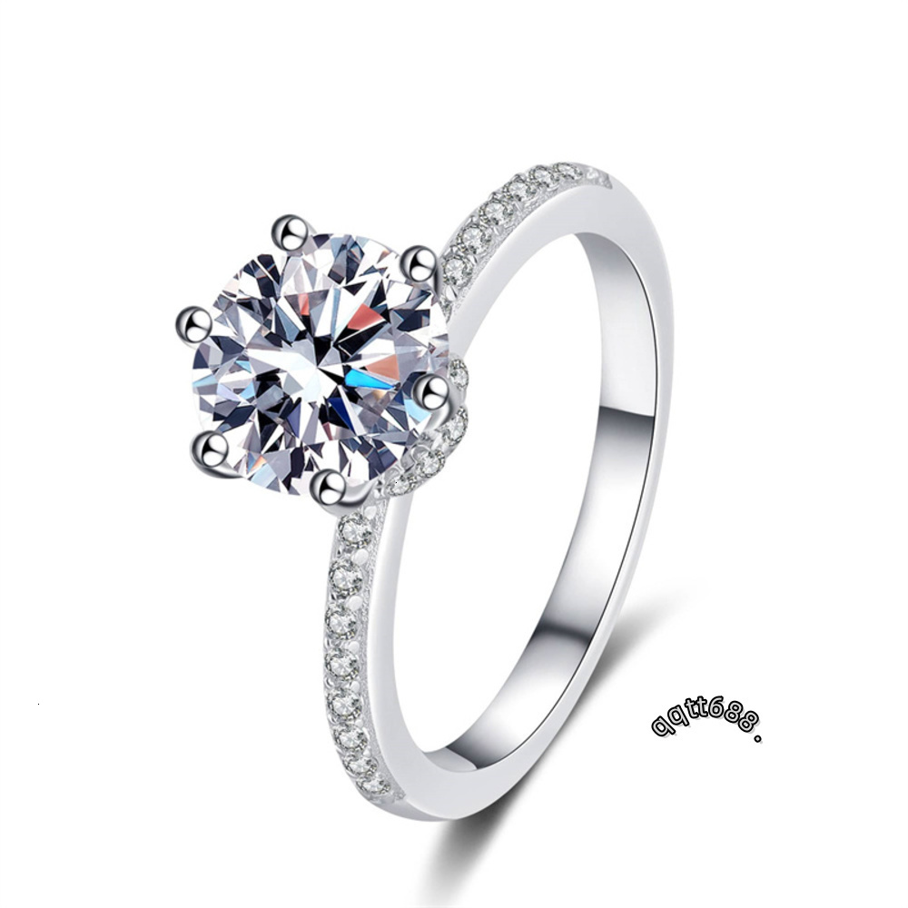 2ct Moissanite Diamond Ring for Women 925 Sterling Silver 18K White Gold Plated Sparkling Gemstone Party Rings