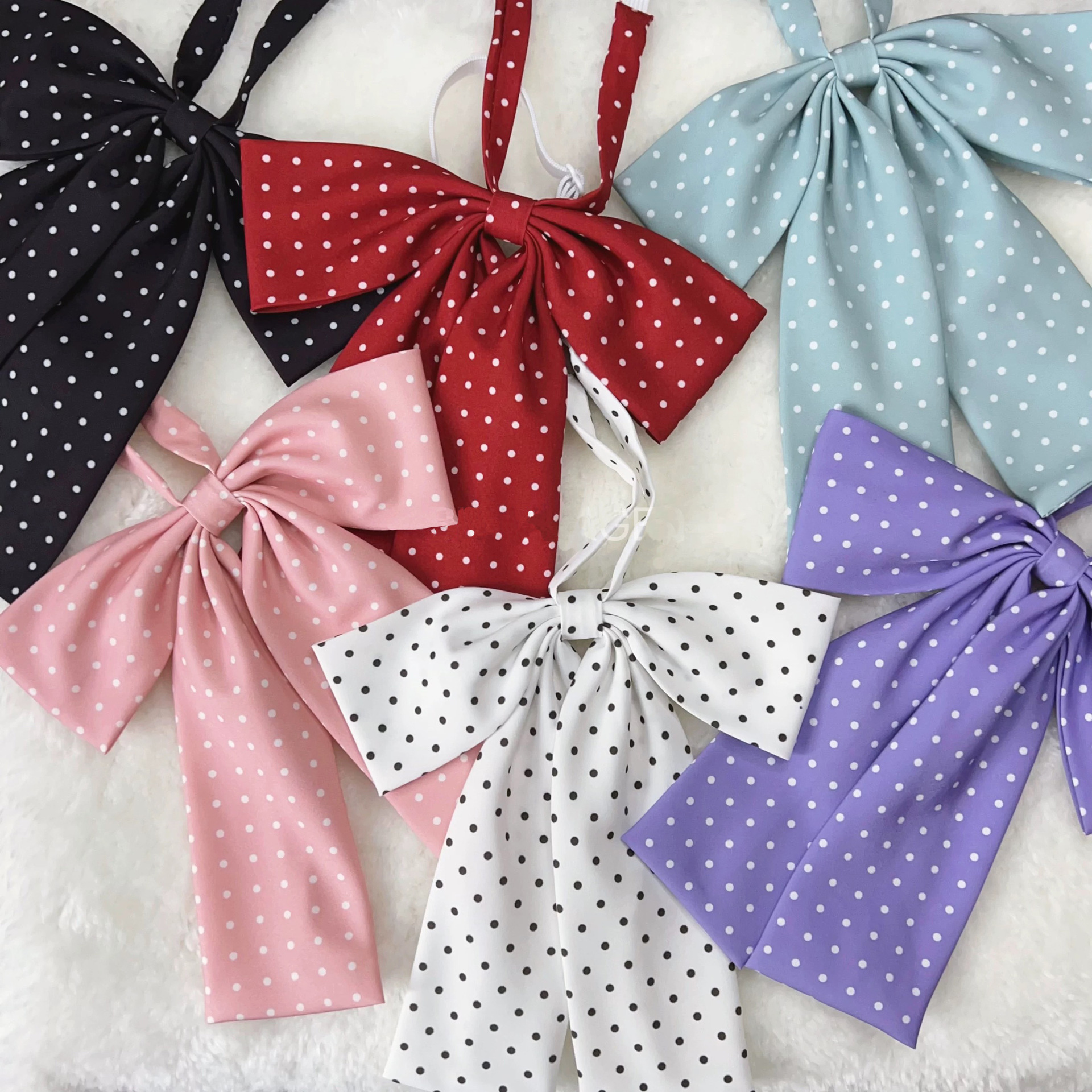 Long-handle oversized collar flower girls, college style, JK Japanese student, graduation, red, versatile for photos, black and white polka dot