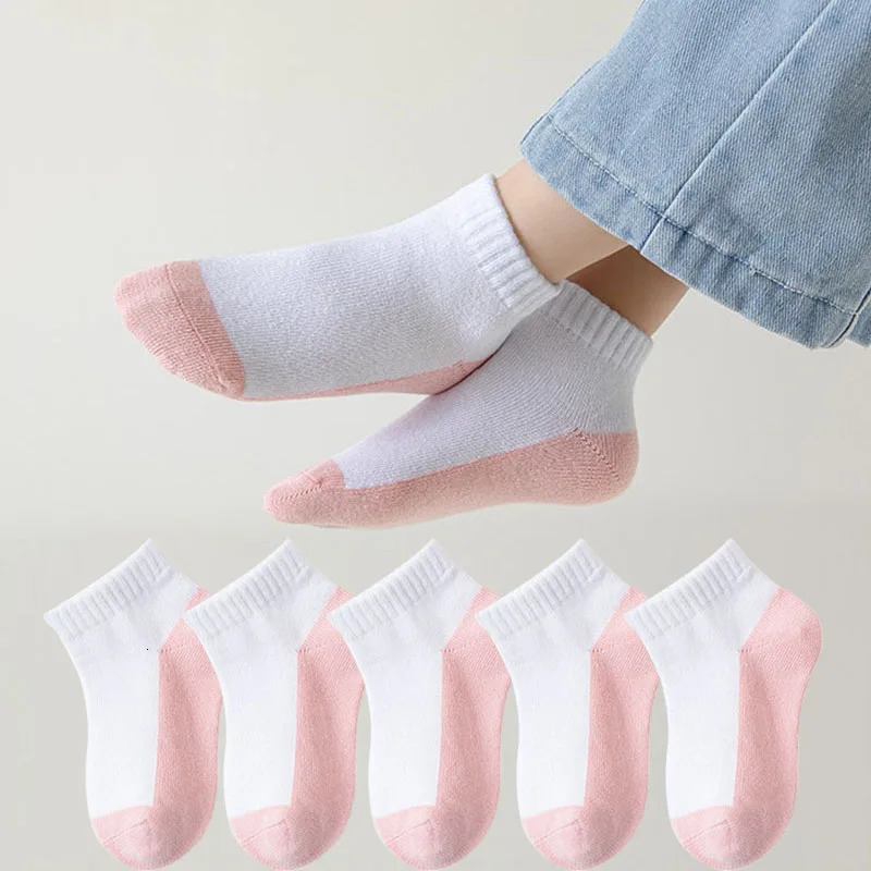 5 PairsLot Summer Children Socks Cotton Fashion Black White Gray For 1-12 Years Kids Teen Student Baby Girl Boy Socks 261015