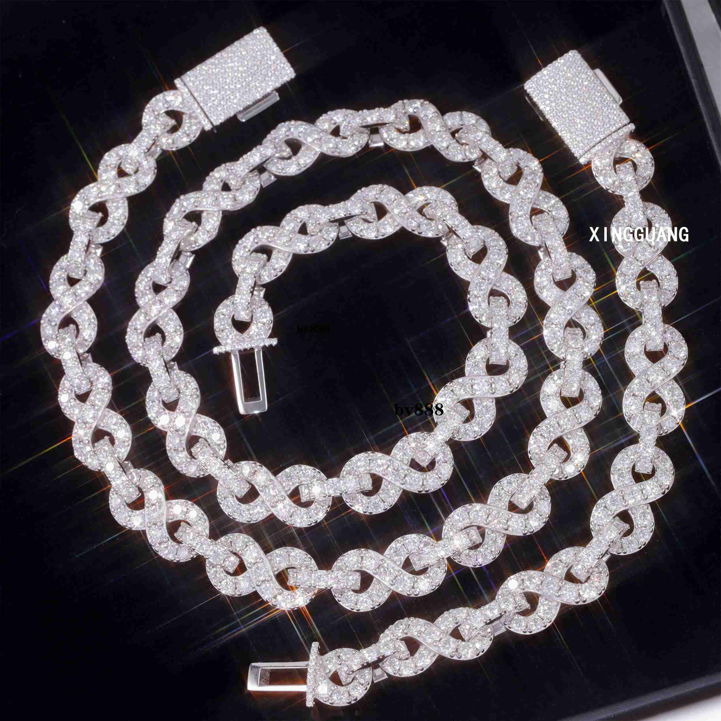 NEW Fashion 18k Gold Plated 12mm Hip Hop VVS Moissanite Diamond 925 Sterling Silver Cuban Link Chain Come with GRA Certificate