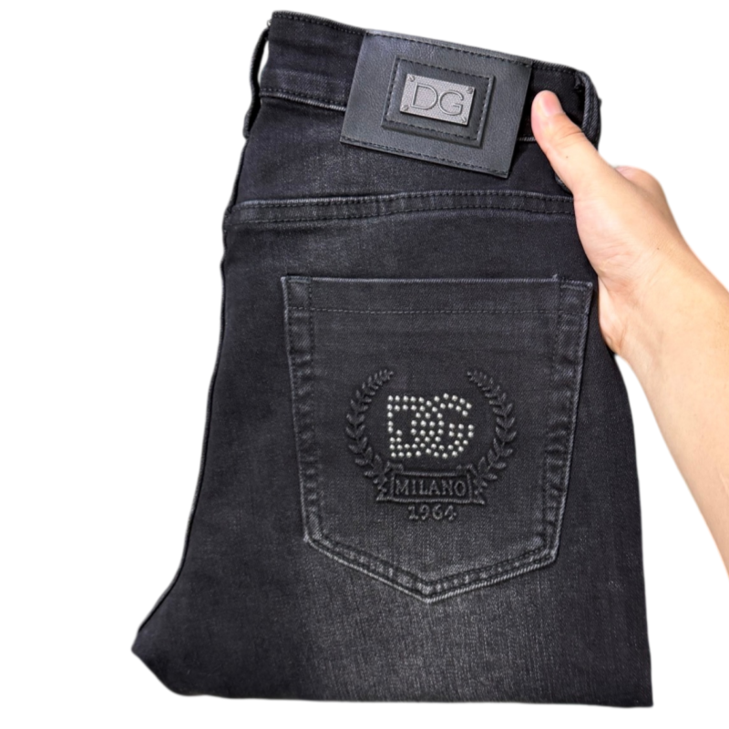 Men's Jeans Autumn Winter Men Slim Fit European American High-end Brand Small Straight Pants L819-99