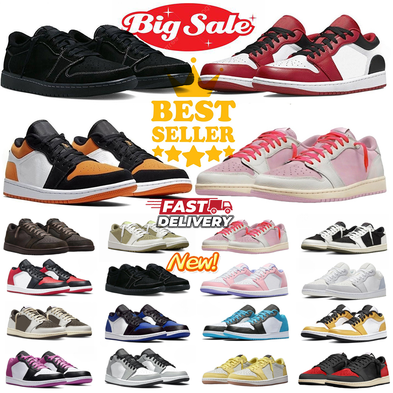 Designer Basketball black phantom shy pink reverse mocha travis scoots low 1 1s lows Sport Shoes sneakers size 36-47