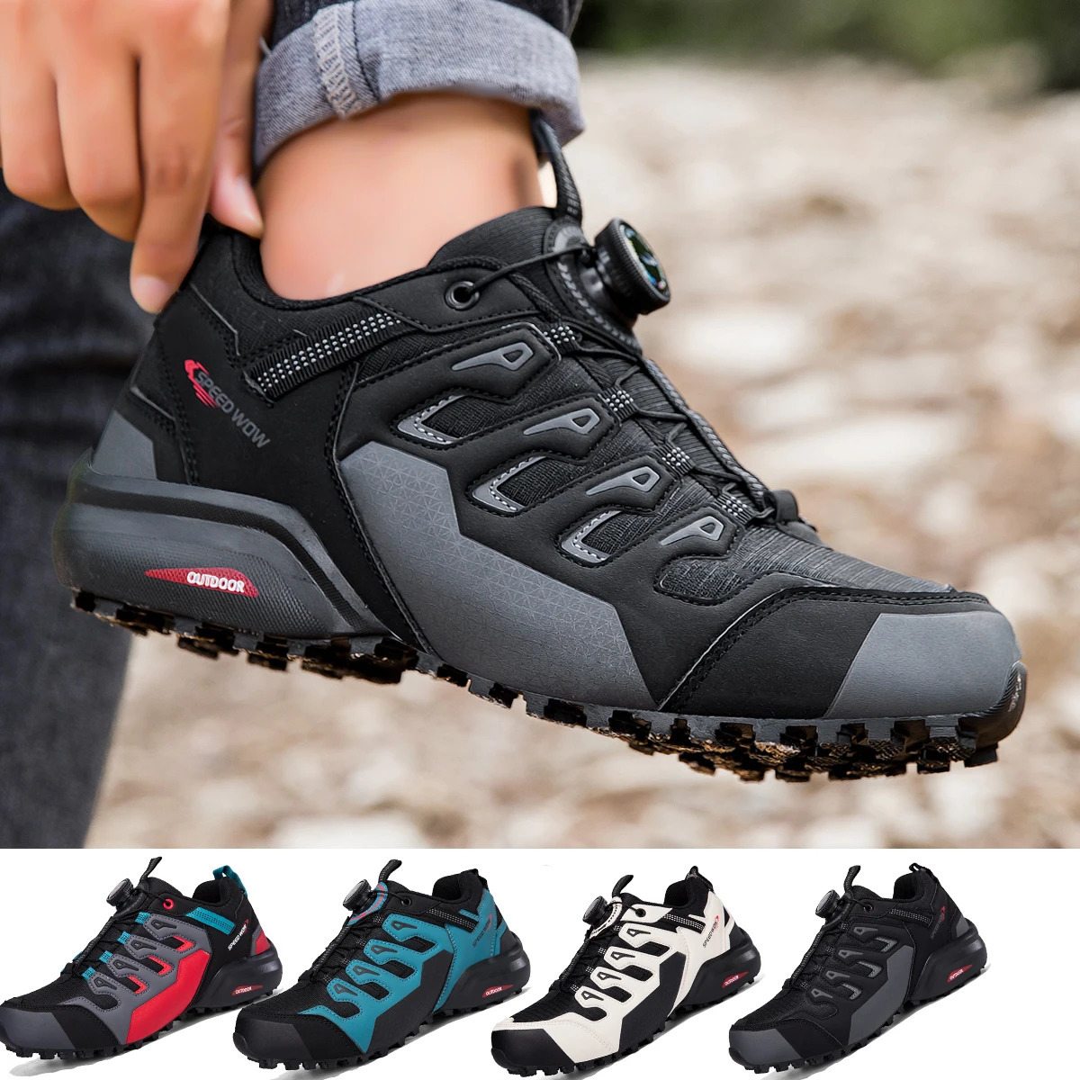 Men's Hiking Shoes Suede Leather Outdoor Shoes Wear-resistant Men Trekking Walking Hunting Tactical Sneakers 261013