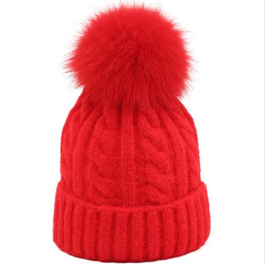 Beanie/Skull Caps Winter Warm Knit Hat for Women Casual Solid Striped Skullies Gorros Ski Hats Kids Floppy Fur Pompom Beanie CapT261017
