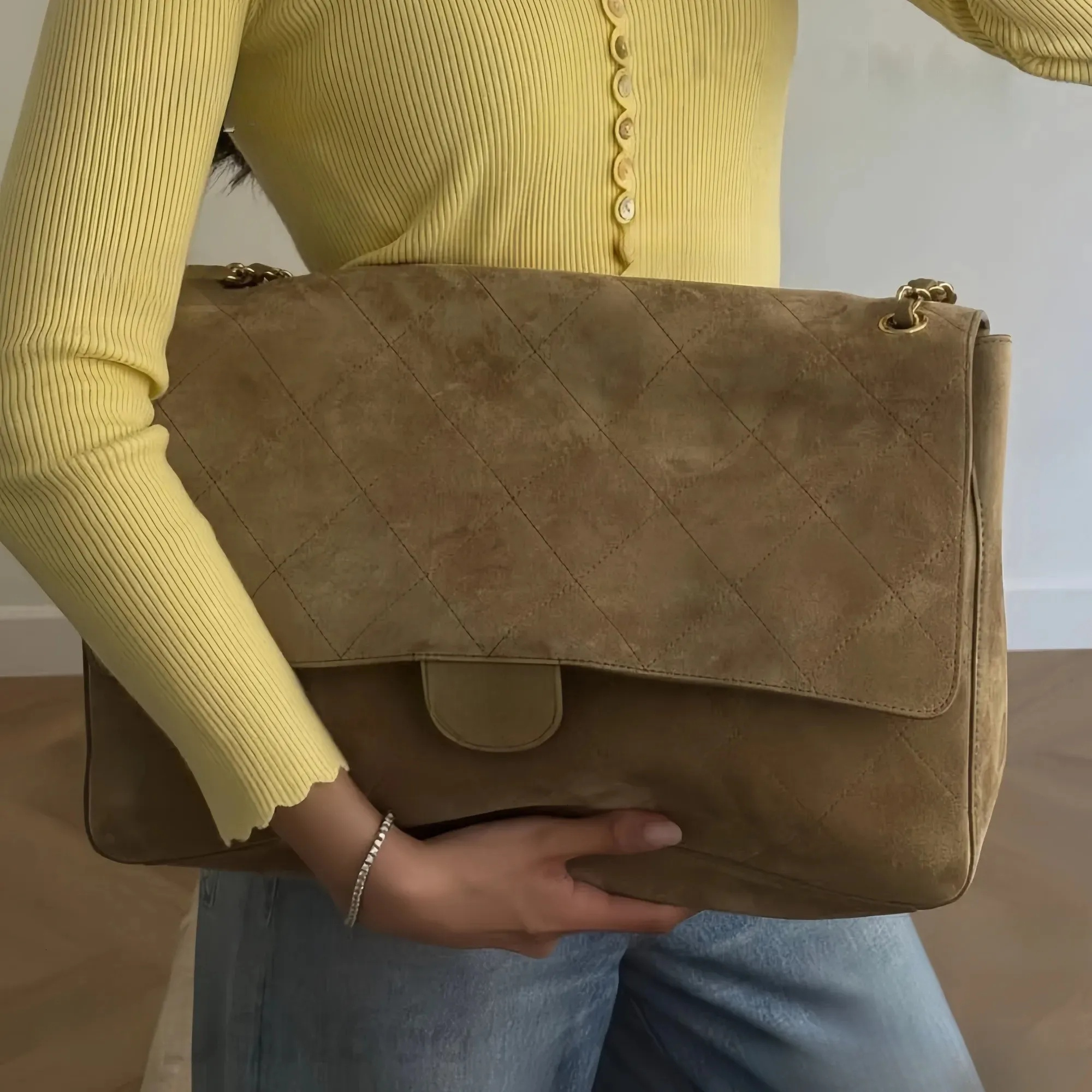 Suede designer bag 12A Women Designer Maxi Shopping max CF Shoulder Classic Flap Vintage Grained Calfskin Handbags Cowhide Leather Airport Tote Bag