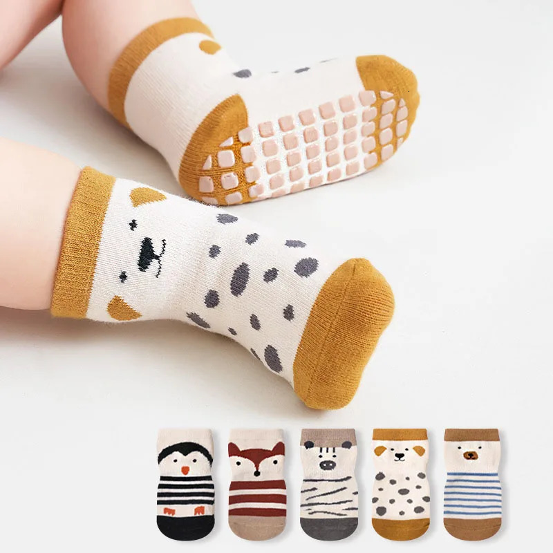 Baby Floor Socks 5 Pairs Non-Slip Cartoon Children Boys Girls Comfortable Breathable Cute Animal Spring Autumn Socks Kids 261015