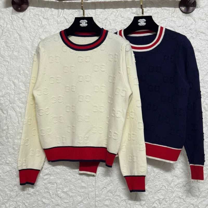 Women's Sweaters Designer Autumn/Winter New Korean Style Color-Block Round Neck Loose Fit Slimming Fashion Jacquard Long Sleeve Knitted Sweater