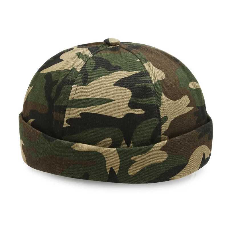 Beanie/Skull Caps Vintage Men's Summer Cotton Brimless Skullies Cap Solid Color Street Portable Docker Hats Multipurpose Beanie Hat Hip Hop Hat