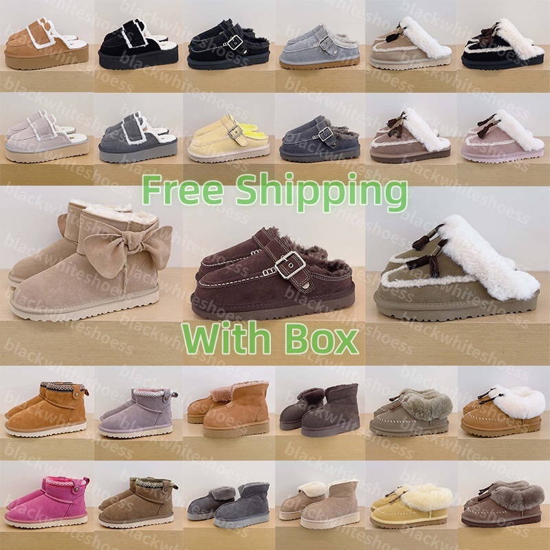 Free Shipping With Box uggsmans uggswomens boots slippers ugggoldenstars clogs womens winter furry boots Designer uggevelina evelina slides shoes dh