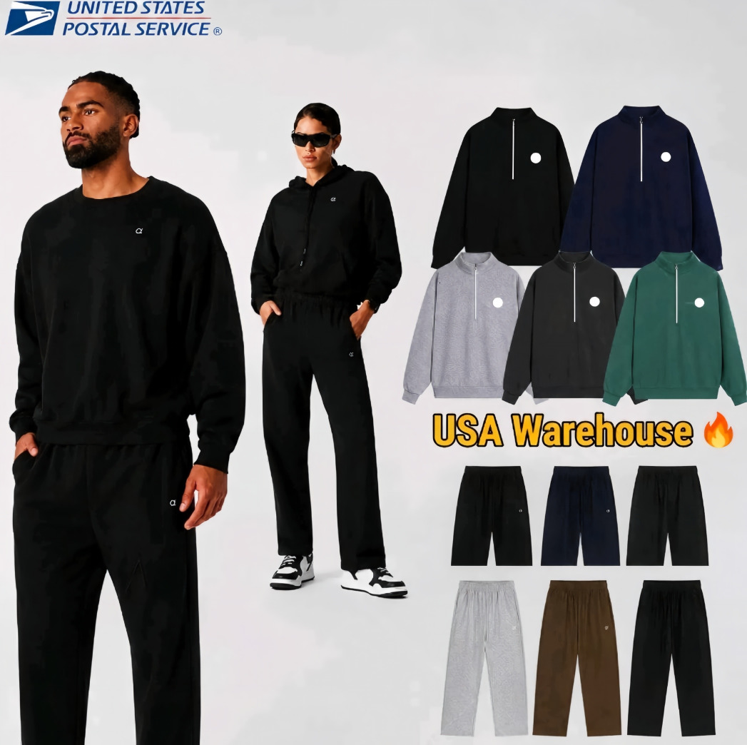 Men Women Sets Designer Quarter Zip Sweatshirt Pullover Hoodie Straight Leg Sweatpants Set 3D Silver Logo Casual Gym Jogging Fashion Sportswear