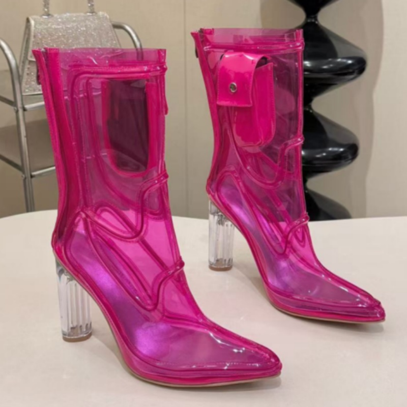 Bottes de neige chics à talons transparents avec un design élégant, durables et élégantes pour temps froid