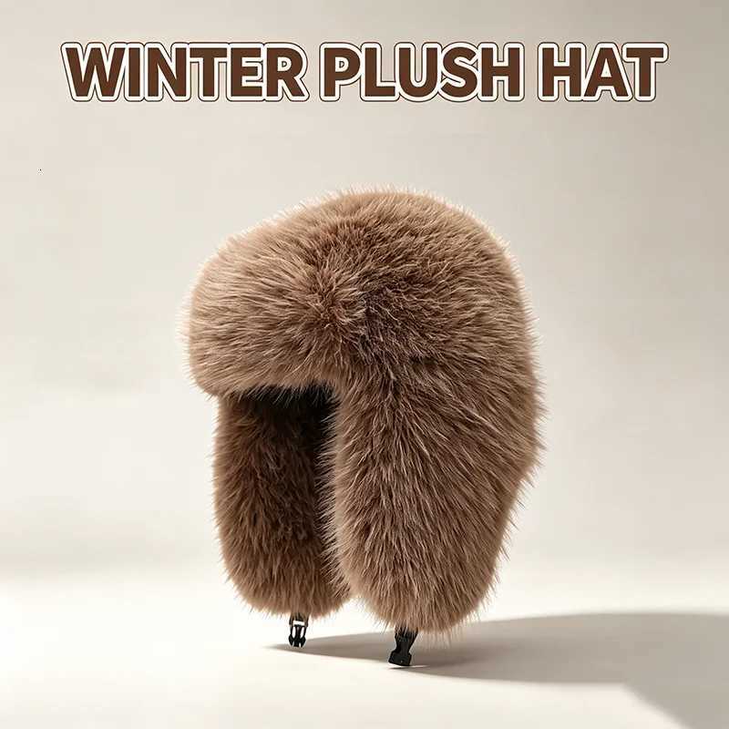 Trapper Hats Women Faux Fox Fur Trapper Hat Korean Japanese Style Fluffy Earflap LeiFeng Hat Autumn Winter Windproof Warm Ski Snow CapT261017
