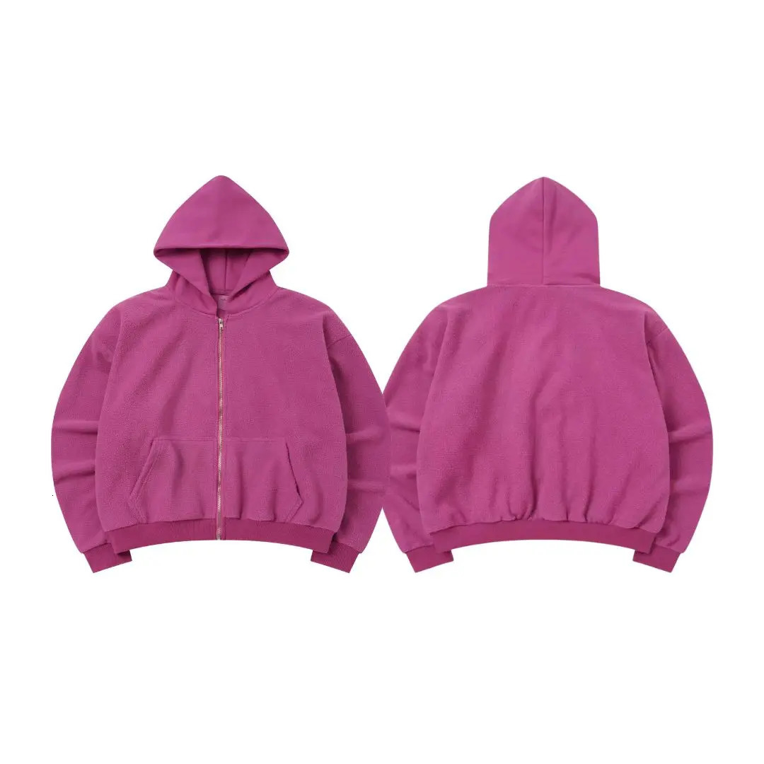 Pink Y2K Unisex Fleece Zip Up Hoodie Oversized Warm Hooded Jacket Casual Streetwear Fall Winter Long Sleeve Sweatshirt with 261016