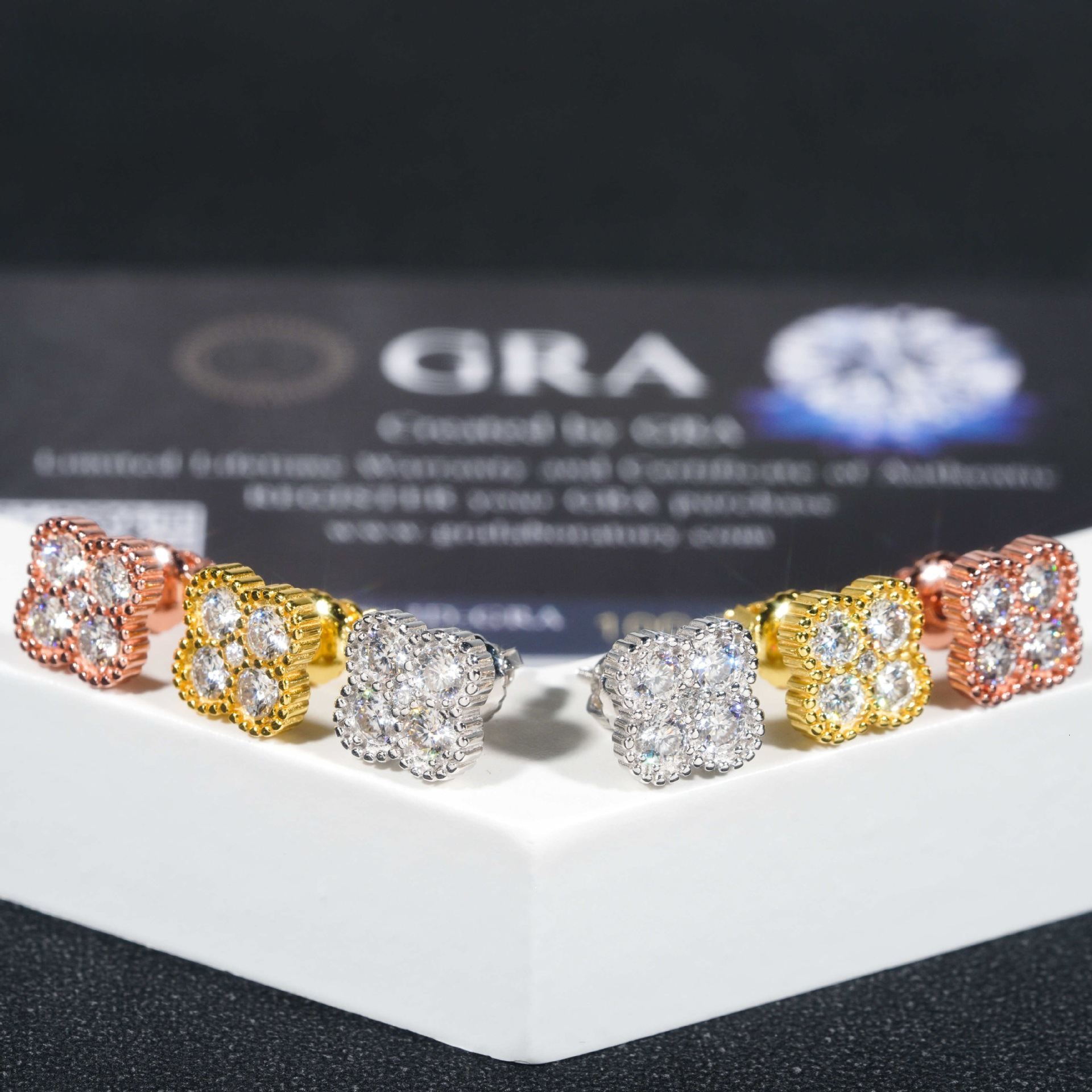 10mm flower-shaped personalized earrings, S925 silver fully inlaid with moissanite, passes testing, suitable for men and women