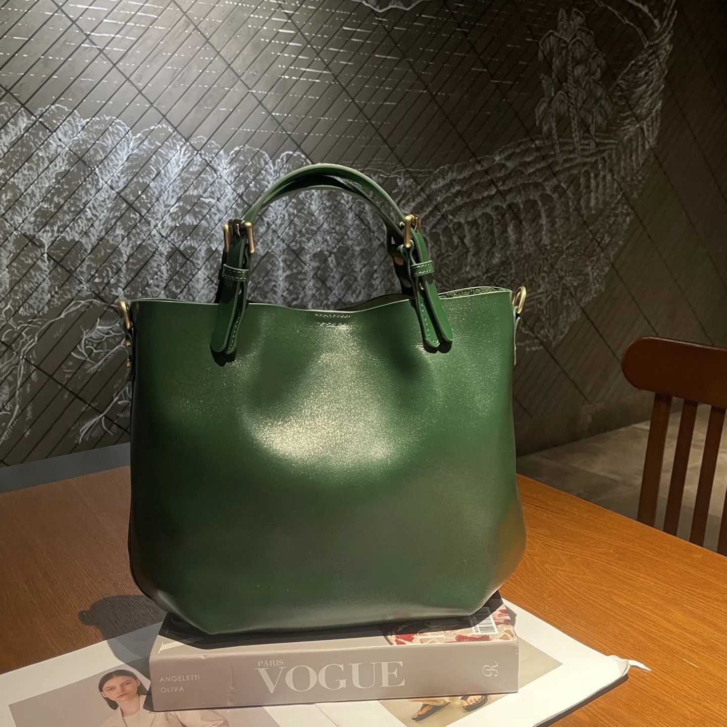 Evening Bags Genuine Grade Cow Leather Women's Shoulder Crossbody Buket Bag Designer Female Handbag for Woman Cowhide Ladies New H261016