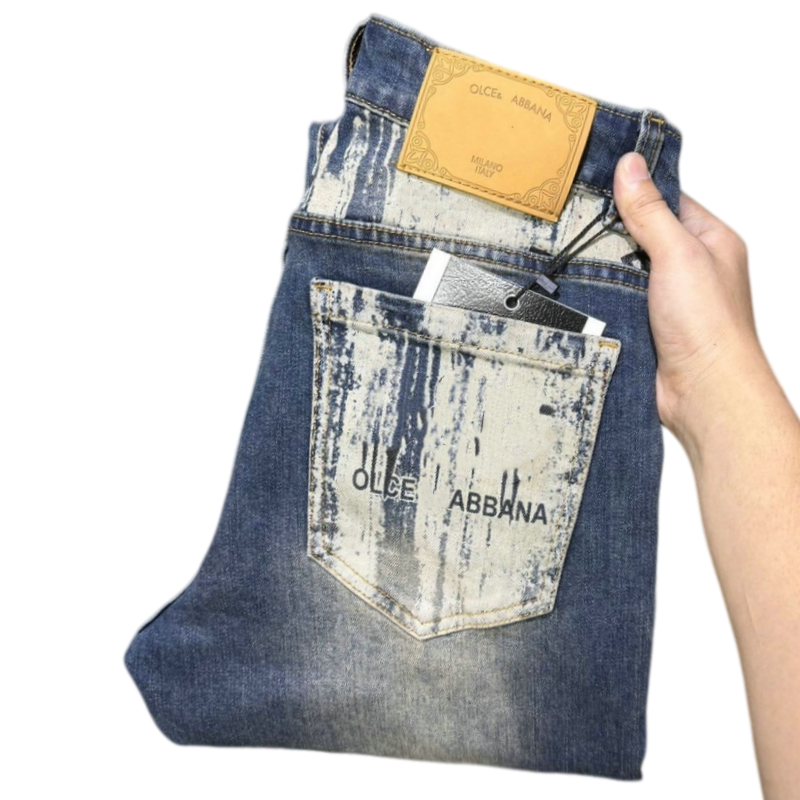 Men's Jeans Autumn Winter Men Slim Fit European American High-end Brand Small Straight Pants L805-98
