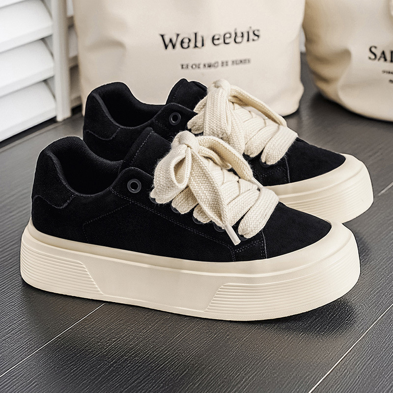 parfumparfumVersatile 2026 Spring New Men 's Shoes Thick-soled Solid Color Low-top Soft-soled Sports Casual Sneakers